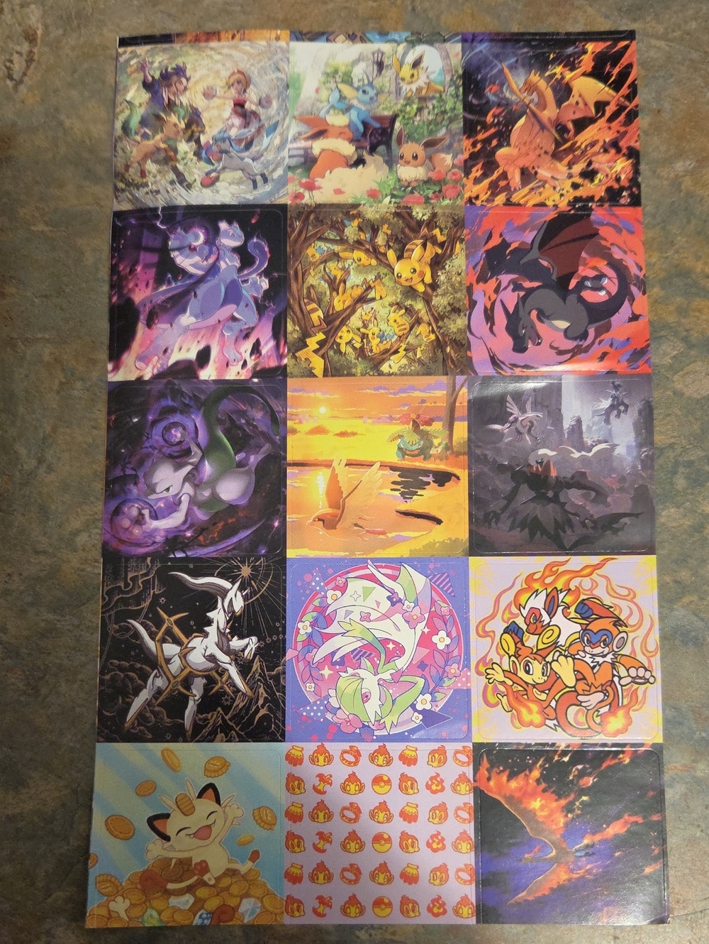 Pokémon Themed Home Art Poster Stickers - Colorful Character Grid